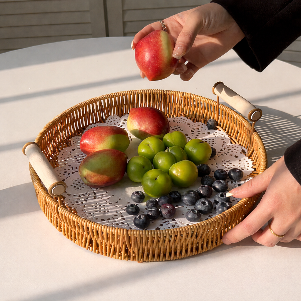 Rattan storage basket